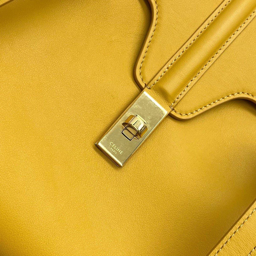 Celine Medium Soft 16 Smooth Calfskin Handbag Shoulder Bag Yellow 195543